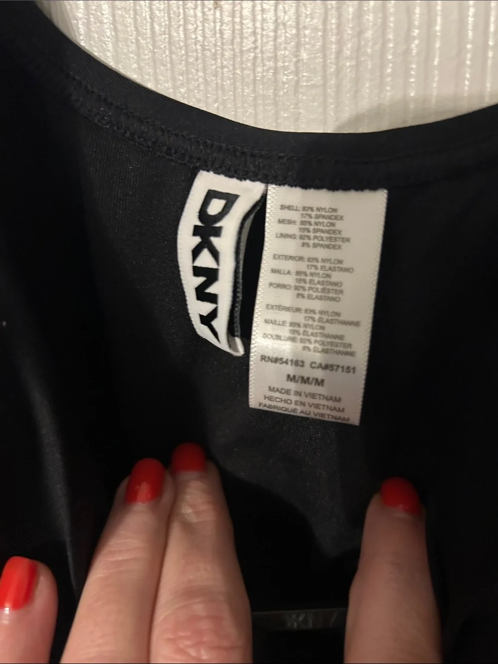 NWT DKNY Black V-Neck One-Piece Swimsuit with Center Hardware - Picture 3 of 6